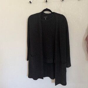 EILEEN FISHER 2 piece set- merino wool/metallic shirt+cardigan size PM